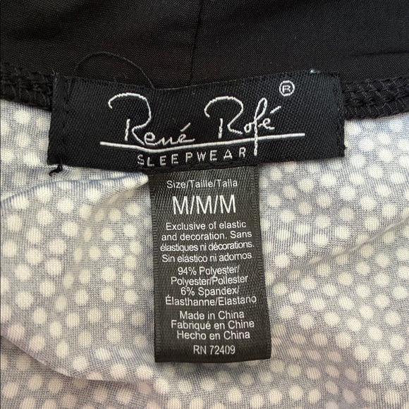 RENE ROFE Sleepwear Medium Black White Geometric Print Lightweight Robe‎ Knee - Picture 8 of 9